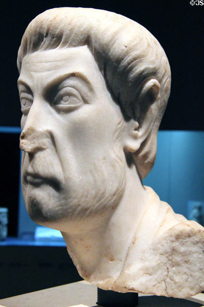 Sculpted head Eutropios from Ephesus in Turkey (Mid 5thC) at Kunsthistorisches Museum. Vienna, Austria.