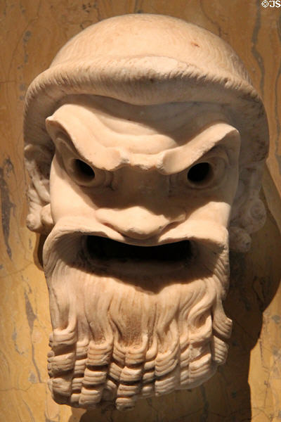 Marble Roman mask of comedian (1stC BCE - 1stC) at Kunsthistorisches Museum. Vienna, Austria.