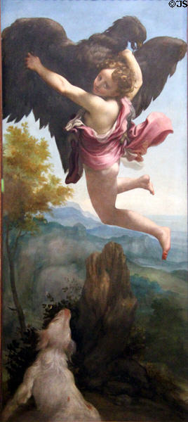 Abduction of Ganymede painting (c1530) by Correggio at Kunsthistorisches Museum. Vienna, Austria.