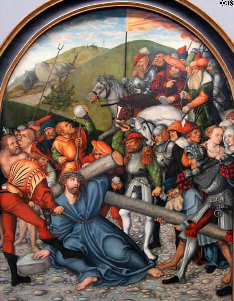 Christ Carrying the Cross painting (1538) by Lucas Cranach the Elder at Kunsthistorisches Museum. Vienna, Austria.