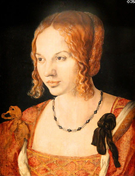 Portrait of a Venetian Lady painting (1505) by Albrecht Dürer at Kunsthistorisches Museum. Vienna, Austria.