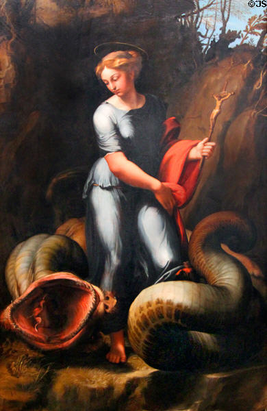 St Margaret painting (c1518) by Raphael at Kunsthistorisches Museum. Vienna, Austria.