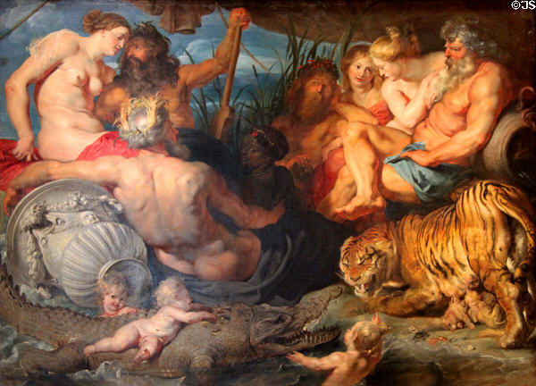Four Rivers of Paradise painting (1615) by Peter Paul Rubens at Kunsthistorisches Museum. Vienna, Austria.