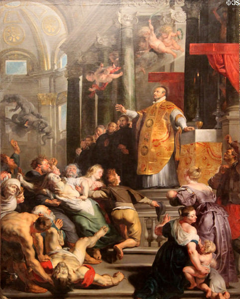 Miracles of St Ignatius Loyola painting (c1617-8) by Peter Paul Rubens at Kunsthistorisches Museum. Vienna, Austria.