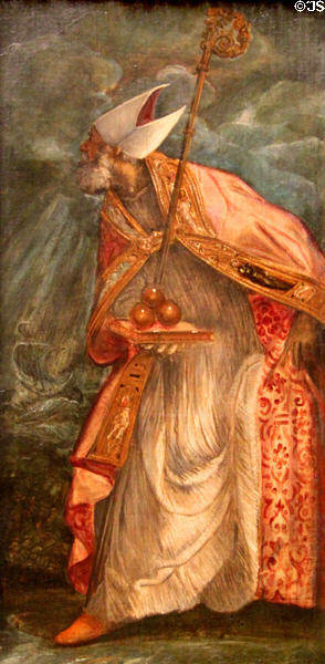 St Nicholas of Bari painting (c1554-5) by Jacopo Tintoretto at Kunsthistorisches Museum. Vienna, Austria.