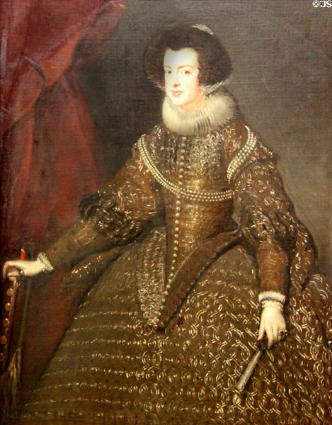 Queen Isabell of Spain portrait (1632) by Diego Velázquez at Kunsthistorisches Museum. Vienna, Austria.