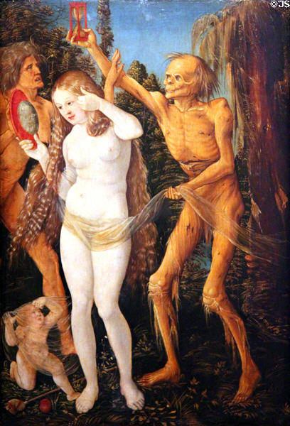 Three phases of life & death painting (c1509) by Hans Baldung aka Grien at Kunsthistorisches Museum. Vienna, Austria.