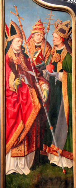 Bishops on wing of St Jerome Altar painting (1511) by Jacob Cornelisz van Oostsanen at Kunsthistorisches Museum. Vienna, Austria.