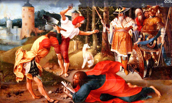Martyrdom of Apostle Matthias painting (c1530-5) by Jan de Beer at Kunsthistorisches Museum. Vienna, Austria.