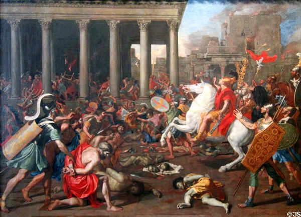 Destruction of the Temple of Jerusalem by Titus painting (1638) by Nicolas Poussin at Kunsthistorisches Museum. Vienna, Austria.