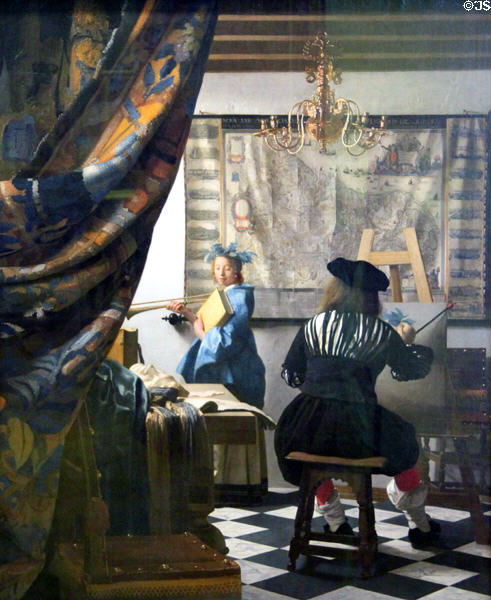 Art of Painting painting (1665) by Jan Vermeer at Kunsthistorisches Museum. Vienna, Austria.