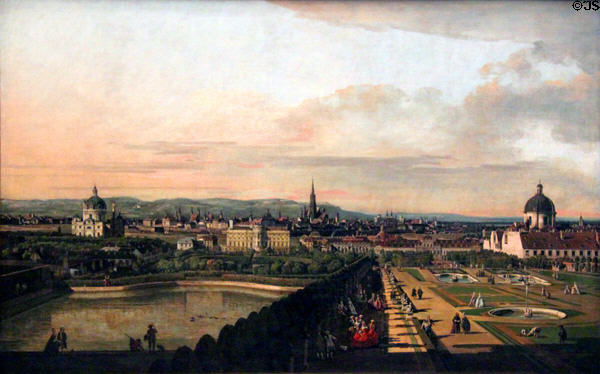 Vienna seen from Belvedere Palace painting (1758-61) by Canaletto at Kunsthistorisches Museum. Vienna, Austria.