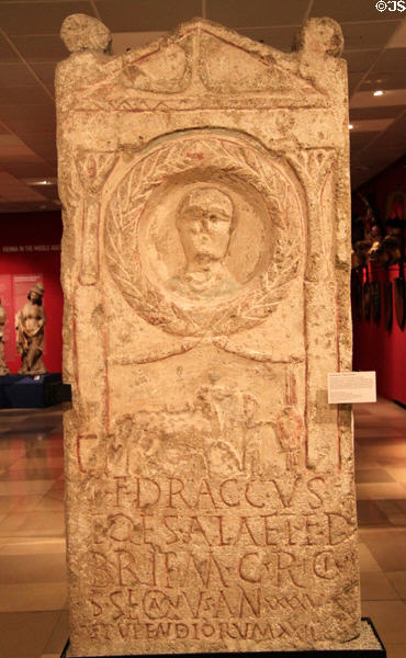 Roman grave marker of T. Flavius Draccus (1stC) from Vienna at Historical Museum of City of Vienna. Vienna, Austria.