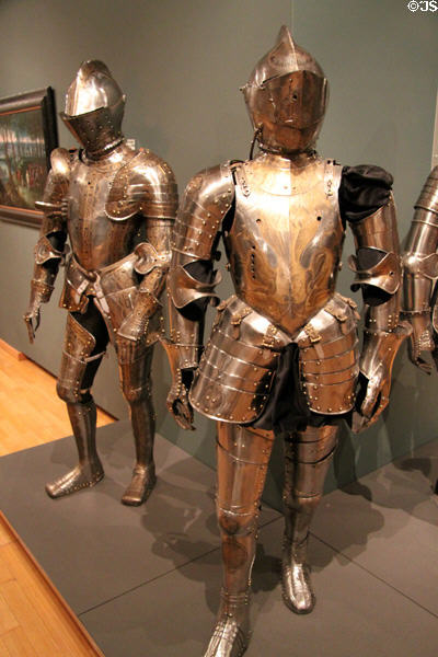 Royal jousting armor for Maximilian II (c1850) & Rudolf II (c1575) at Historical Museum of City of Vienna. Vienna, Austria.