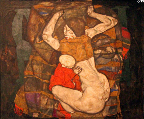 Painting of Young Mother (1914) by Egon Schiele at Historical Museum of City of Vienna. Vienna, Austria.