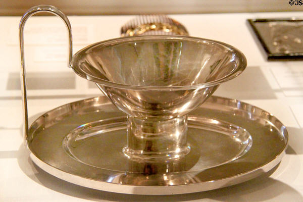Silver sauce dish (1907) by Josef Hoffmann & made by Wiener Werkstätte at Historical Museum of City of Vienna. Vienna, Austria.