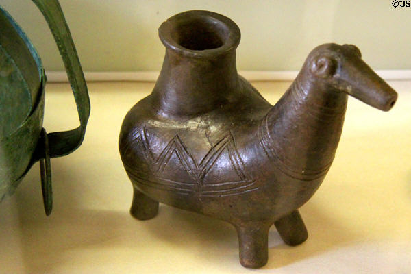 Ceramic grave goods animal with spout (8-7thC BCE) at Museum of Natural History. Vienna, Austria.