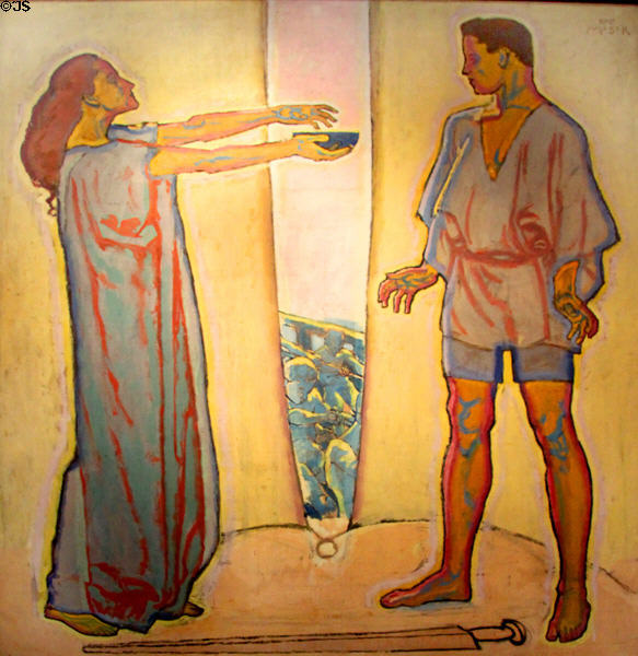 Lovepotion (Tristan & Isolde) painting (c1915) by Koloman Moser at Leopold Museum. Vienna, Austria.