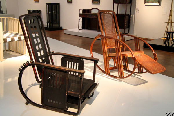 Sitzmaschine (c1906) & Rocking Chair with movable footrest (c1915) by & after Josef Hoffmann at Leopold Museum. Vienna, Austria.