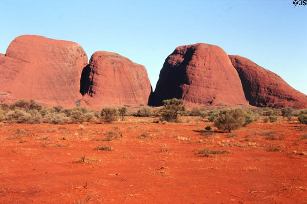Red rock of The Olgas against blue sky of Outback. Australia.