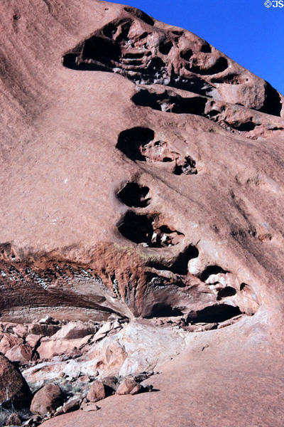 Stone formations & caves on Uluru (aka Ayers Rock). Australia.