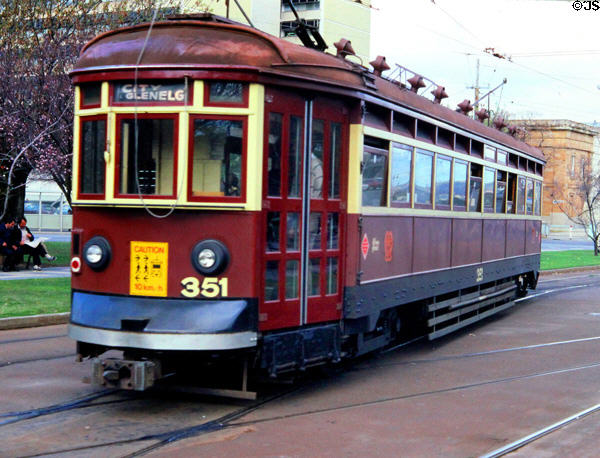 Tram provides transportation along streets of Adelaide. Adelaide, Australia.