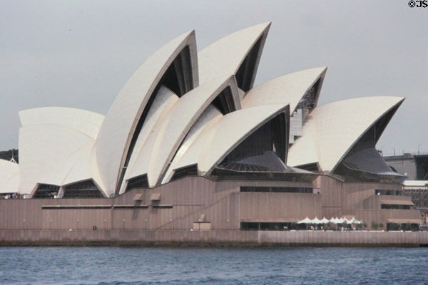 Side view of sail-like architecture of Sydney Opera House. Sydney, Australia.