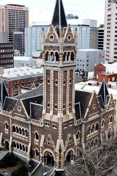 Fancy brickwork of St Michael's Uniting Church at Collins & Russell Streets. Melbourne, Australia.