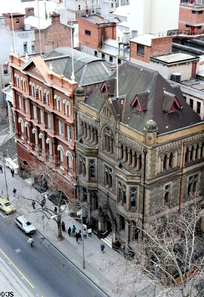 Victorian buildings on Collins St. west of Russell St. Melbourne, Australia.