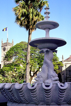 Fountain to commemorate first piped water in the National Heroes Square. Bridgetown, Barbados.