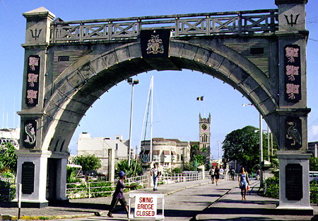 Independence Arch & Parliament building. Bridgetown, Barbados.