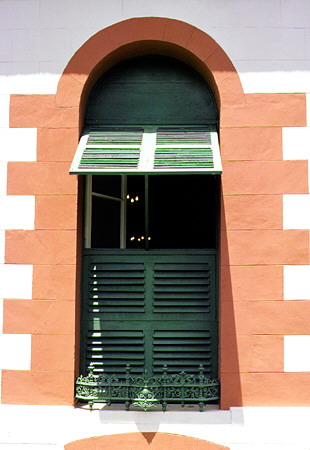 Typical double hung Barbadian shutters found on Tyrol Cot. Barbados.