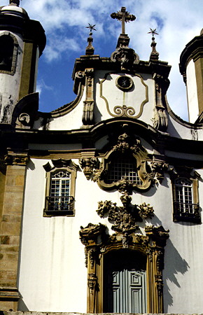 Detail of the baroque church Igreja de São Francisco de Assis, in Ouro Prêto. Brazil.