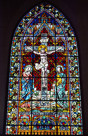 Stained glass of Christ Church Cathedral. Nassau, The Bahamas.