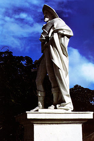 Statue of Christopher Columbus at Government House. Nassau, The Bahamas.