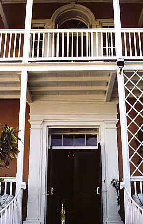 Front entrance of Graycliff House hotel. Nassau, The Bahamas.