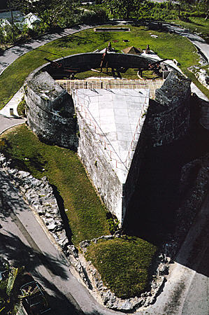 Ship-shaped Fort Fincastle (1790) on Bennet's Hill was once a lighthouse. Nassau, The Bahamas.