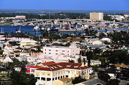 Bridges to Paradise Island seen from water tower. Nassau, The Bahamas.