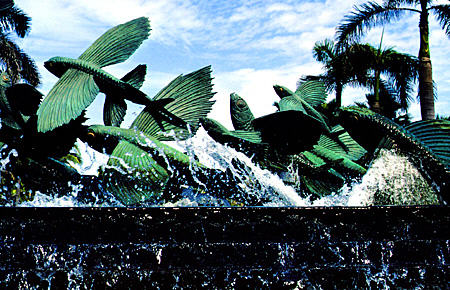 Flying Fish Fountain by Kathy Spalding at Atlantis Resort on Paradise Island. The Bahamas.