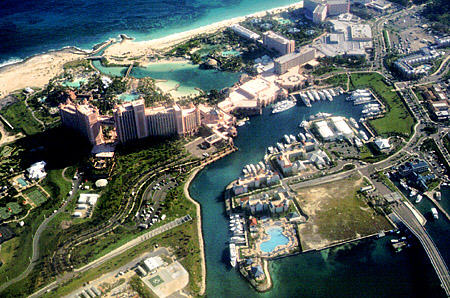 Atlantis Hotel on Paradise Island seen from air. The Bahamas.