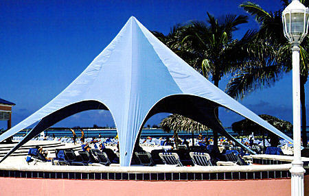 Sunshade at Radisson Resort on Cable Beach. The Bahamas.