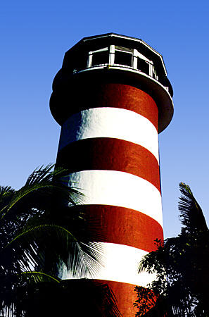 Our Lucaya Resort Lighthouse at Port Lucaya on Grand Bahama Island. The Bahamas.