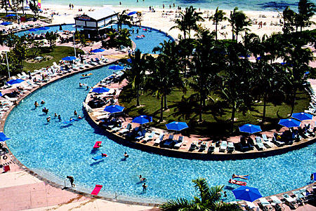 Our Lucaya Resort pool & beach on Grand Bahama Island. The Bahamas.