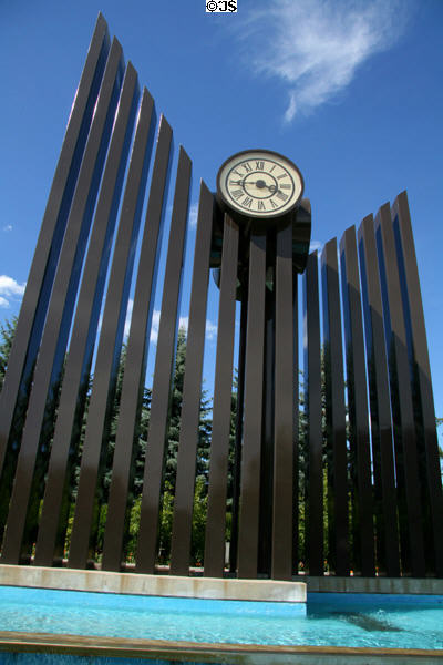 W.A.C. Bennett Memorial Clock (1981) (Queensway at Pandosy). Kelowna, BC. Architect: Hartley & Turik Architects.