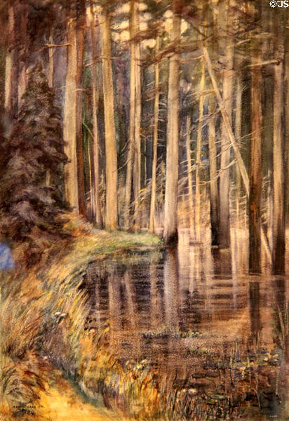Forest scene painting (1909) by Emily Carr at Art Gallery of Greater Victoria. Victoria, BC.
