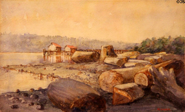 Beach Scene with Stumps & Logs painting (c1910) by Emily Carr at Art Gallery of Greater Victoria. Victoria, BC.