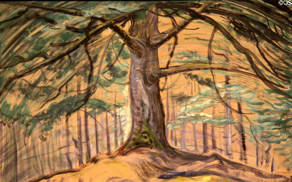 Tree painting (1935) by Emily Carr at Art Gallery of Greater Victoria. Victoria, BC.