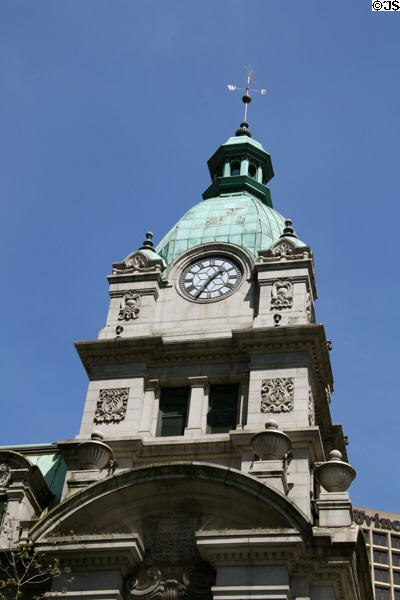 Clock tower of Old Post Office with clocks (1909) by John Smith & Sons, Derby, England. Vancouver, BC.