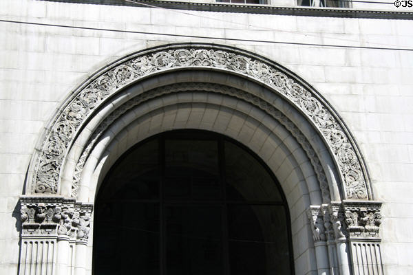 Royal Bank Building carved entrance arch. Vancouver, BC.