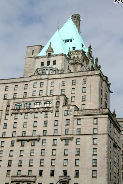 Chateau-style roof of Hotel Vancouver. Vancouver, BC.
